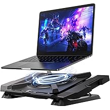GSCOLER Laptop Cooling Pad, Gaming Laptop Cooler with 7.1 Inch Powerful Fan, RGB Lights &amp; 3-Speed Fan Control &amp; LCD Diamond Design, Height Adjustable Quiet Laptop Cooling Stand for 12"-21" Laptops etc