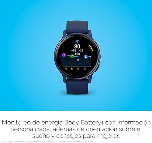 Miniatura 7 de Garmin vívoactive 5, reloj inteligente GPS de salud y fitness, pantalla AMOLED, hasta 11 días de batería, azul marino