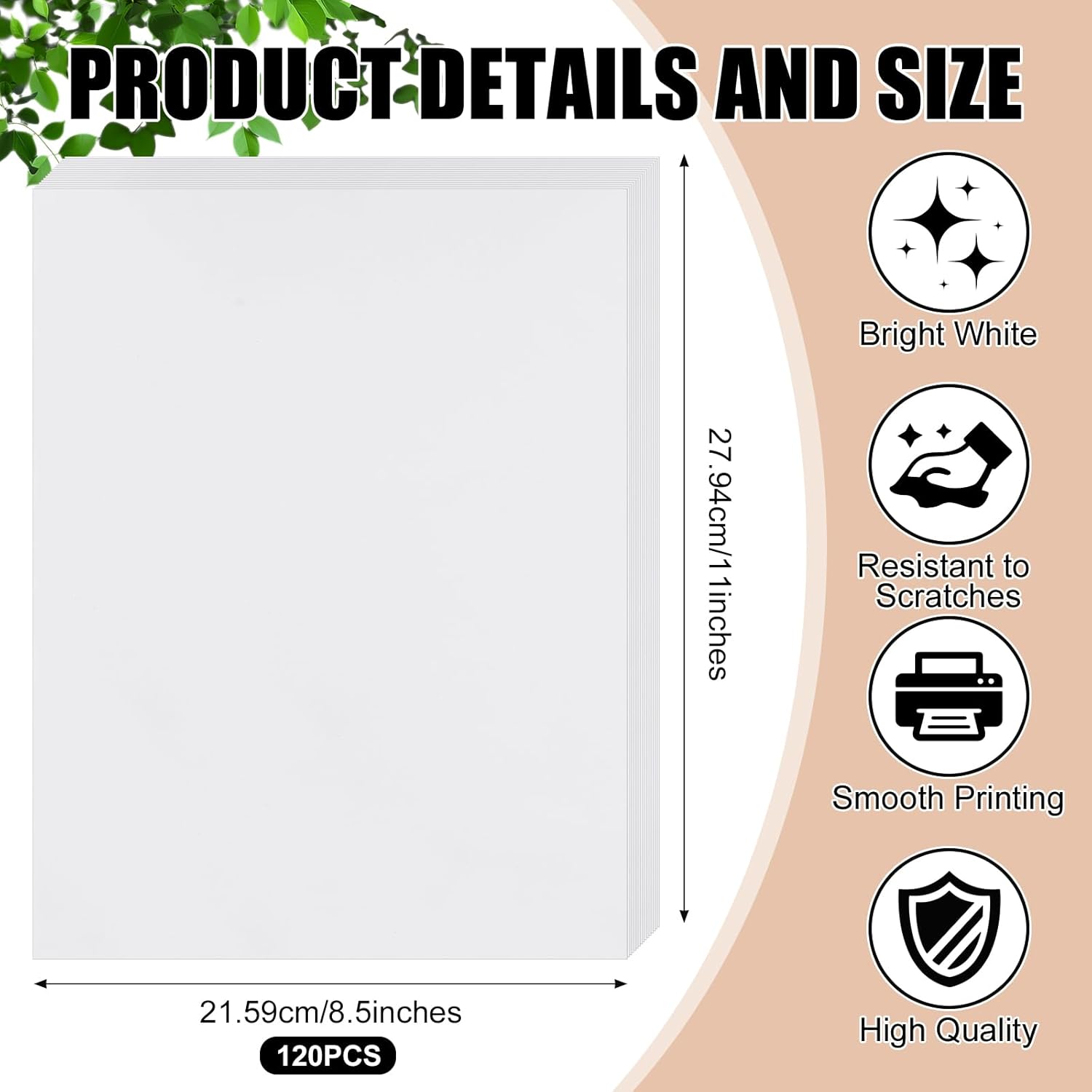 Feifeiya Washi Paper Sticker White Printable Multipurpose Copy Paper Inkjet Printer Compatible Full Sheet Letter Size Labels
