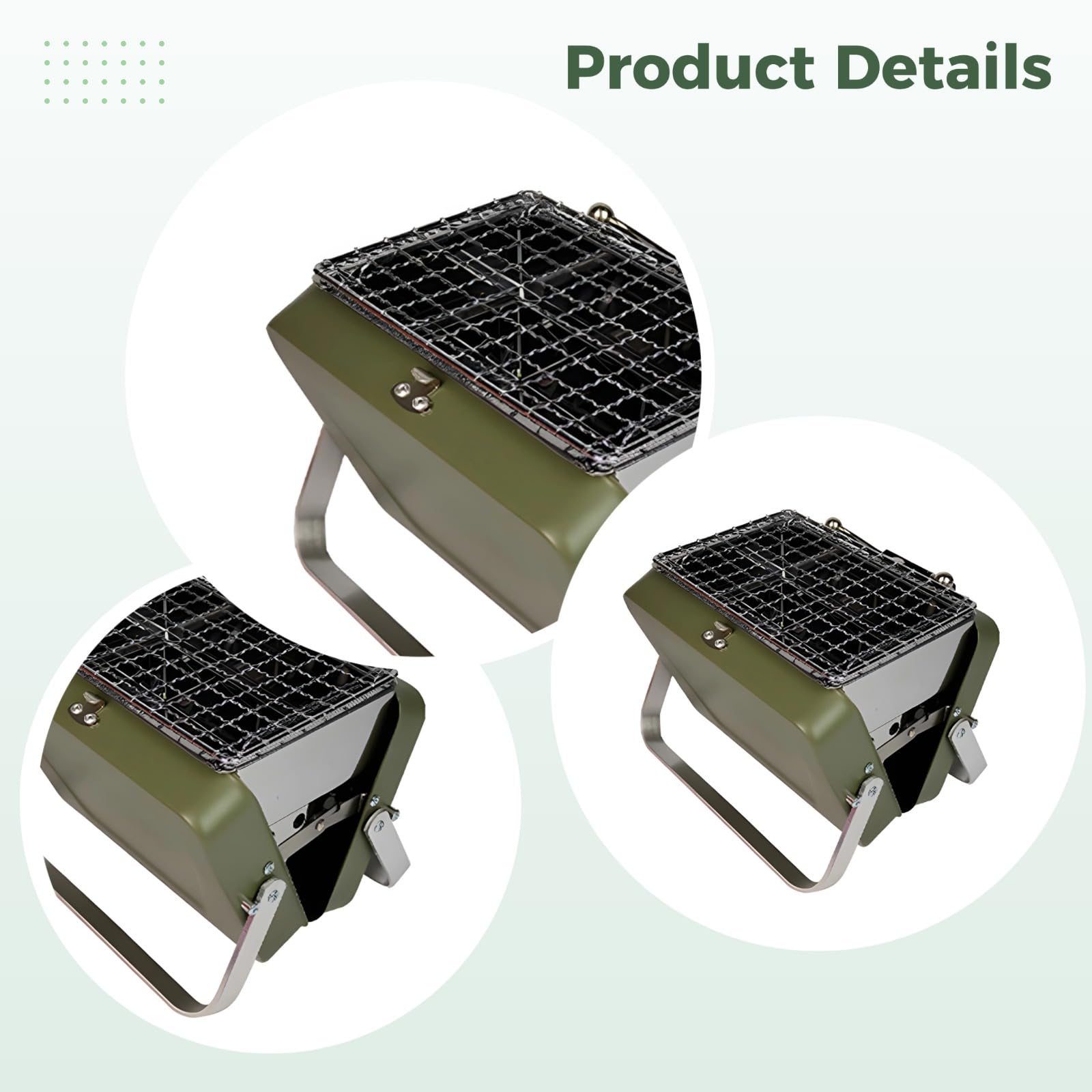 Mini barbecue a carbonella da tavolo, pieghevole, design a valigetta, barbecue portatile con corpo in ferro e gambe in alluminio, verde, per 1-2 persone per cucinare all'aperto