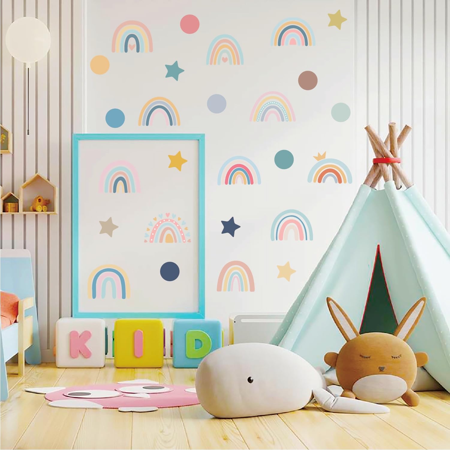 Kaensc Girls Bohemia 76 Pcs Wall Stickers For Playroom And For Living Room Nursery Kids Bathroom Home Kindergarten,Vinyl Art Boho Decor Wallpaper Removable And Peel For Teen Boy Kids