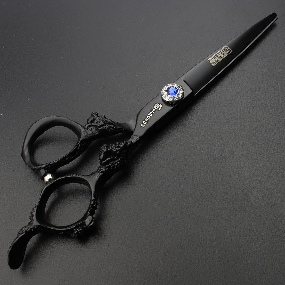 SHARONDS Japanese Modern Black Stainless Steel Professional Hair Cutting Scissors 6'' (Scissors)