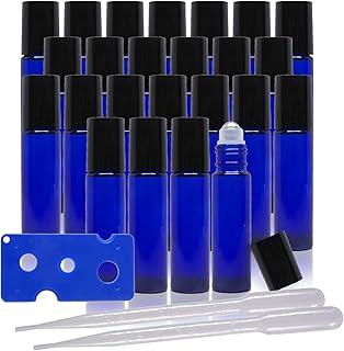24pk - 10ml Essential Oil Roller Set - Essential Oil Roller Ball are great for Perfume Roller Bottles - Our Essential Oil Roller Bottles are Glass Roller Bottle and are Empty Roller Bottle (Cobalt Blue)