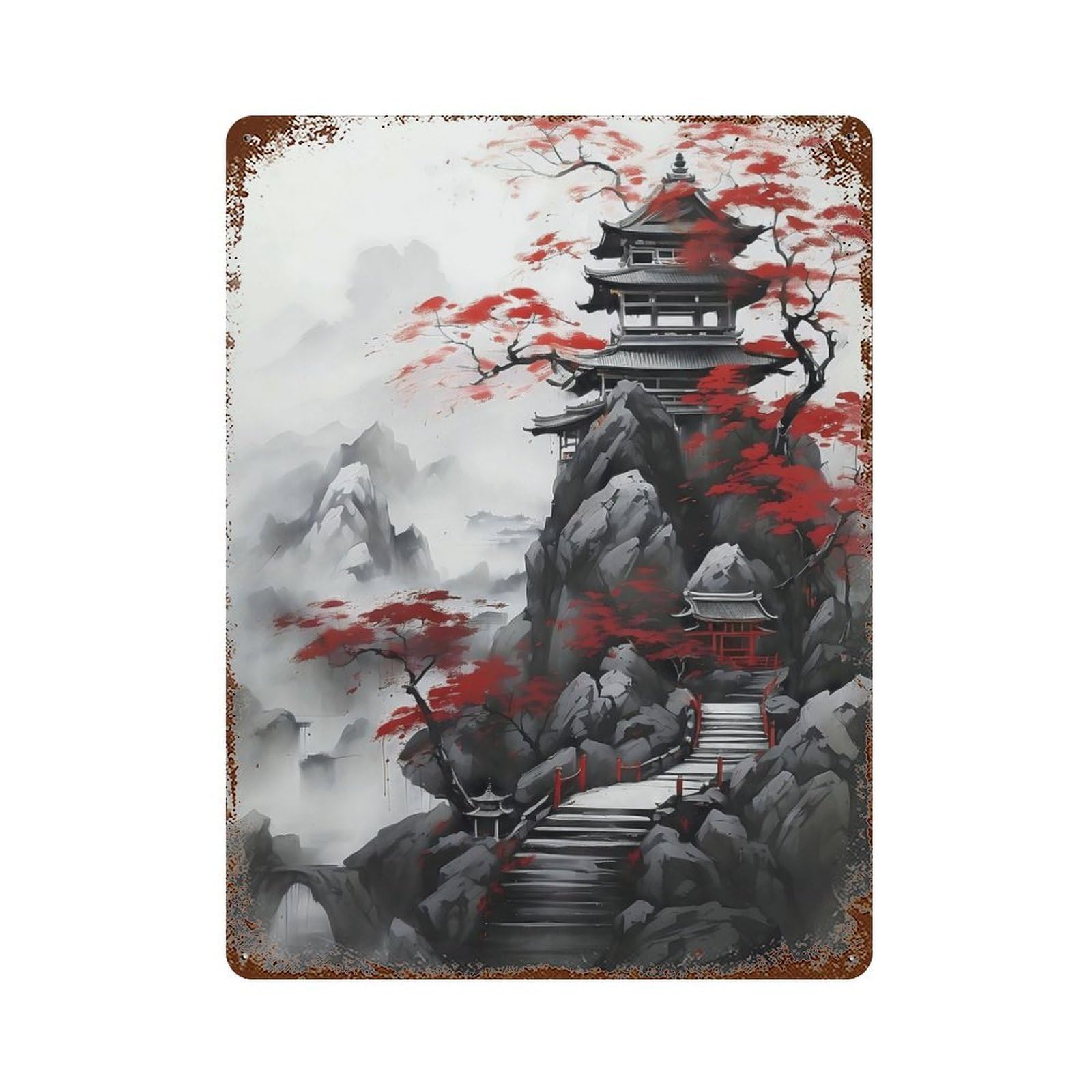 Stroke Brush Japan Decorative Tin Sign 15.7"x11.8", for Cafe, Home Bar And Lounge Decor, Decorative Metal Wall Art