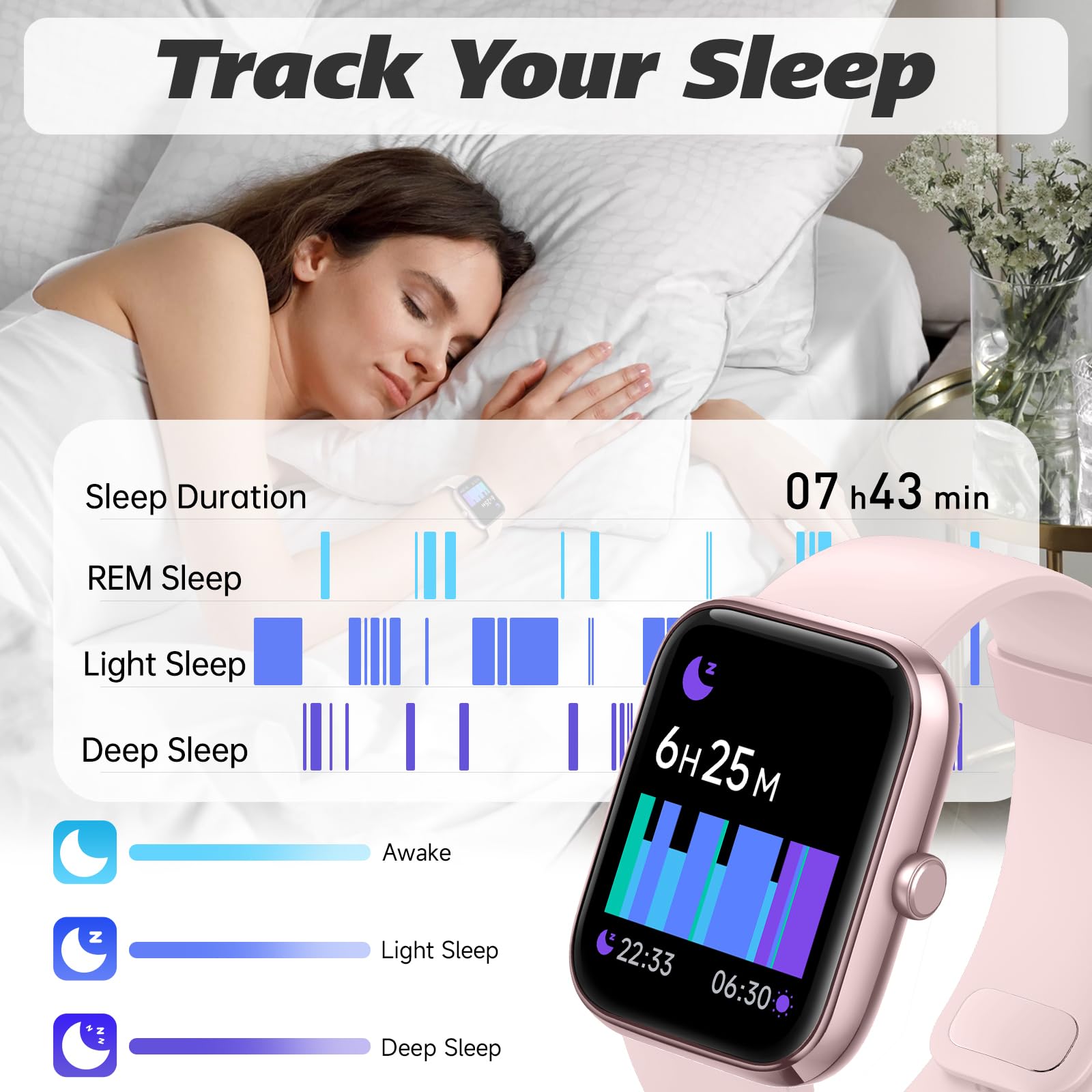 Smart Watch for Men Women with Bluetooth Call,Alexa Built-in Smartwatch,1.8" DIY Dial Fitness Watch with 100+ Sport Mode,IP68 Waterproof Watch Compatible with Android iOS