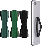 kwmobile Finger Holders for Smartphones - Set of 3 Self Adhesive Elasticated Finger Holder Straps for Phones - Black/Rose Gold/Berry
