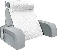 LEBENGURU Travesseiro de leitura para sentar na cama adulto com apoio de cabeça e braços removíveis, almofada de suporte para as costas para assistir TV no chão, travesseiro de encosto de cama para