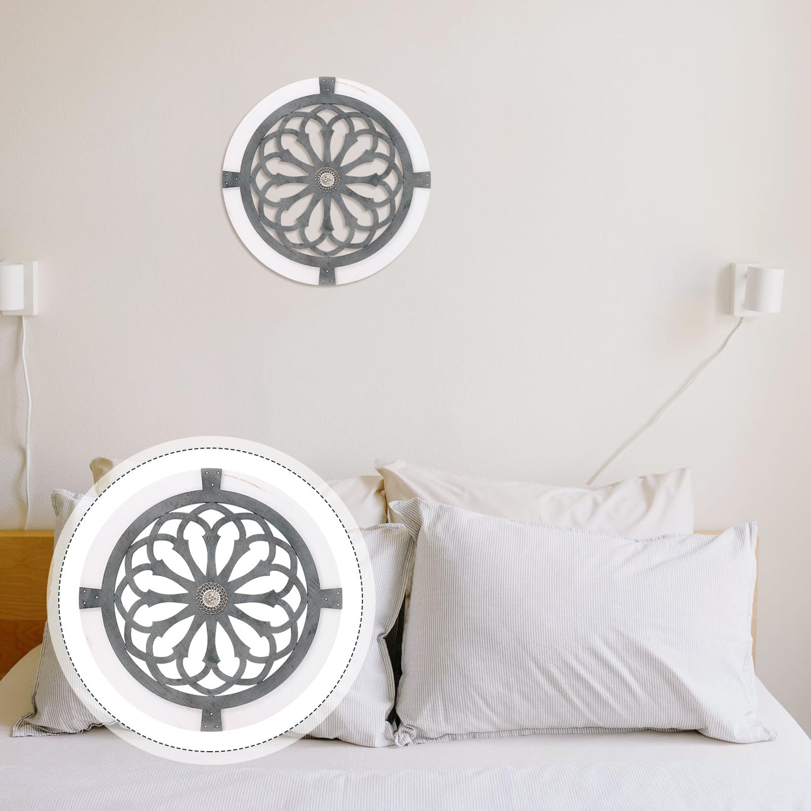 DOITOOL Runder Metall Wandanhänger Retro Wandkunst Hängende Wohndeko für Wohnzimmer und Heimdekoration