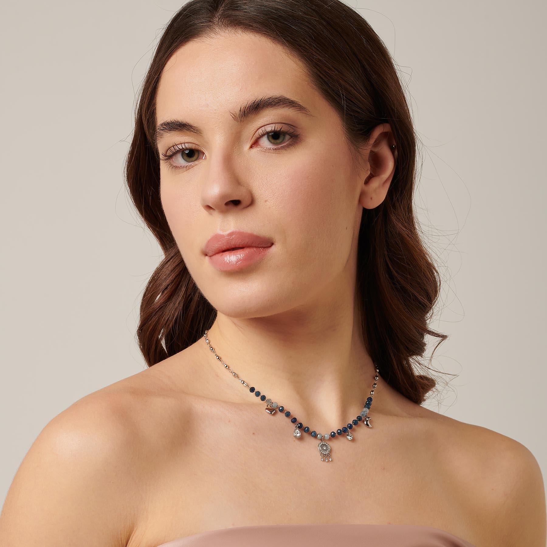 Brosway Collana Donna in Acciaio | Collana Con Cristalli","pietre Naturali E Simbolo Acchiappasogni | Collezione Chakra - BHKN082