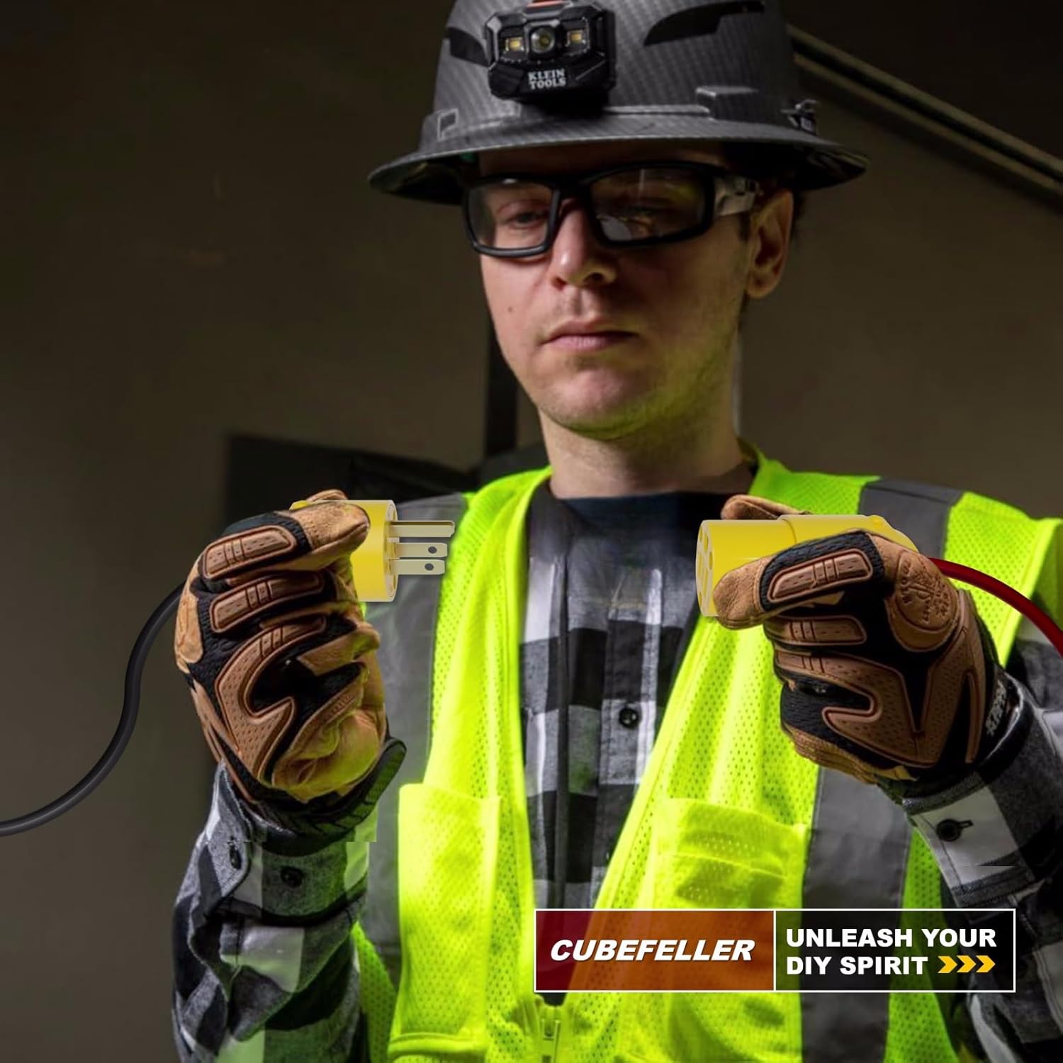 CUBEFELLER® Electrical Replacement Plug & Connector Set, Extension Cord Ends Male and Female, 3 Prong, 15Amp, 125Volt, NEMA 5-15P & NEMA 5-15R, UL Listed,1 Set,Comes with a Screwdriver,ER0105S