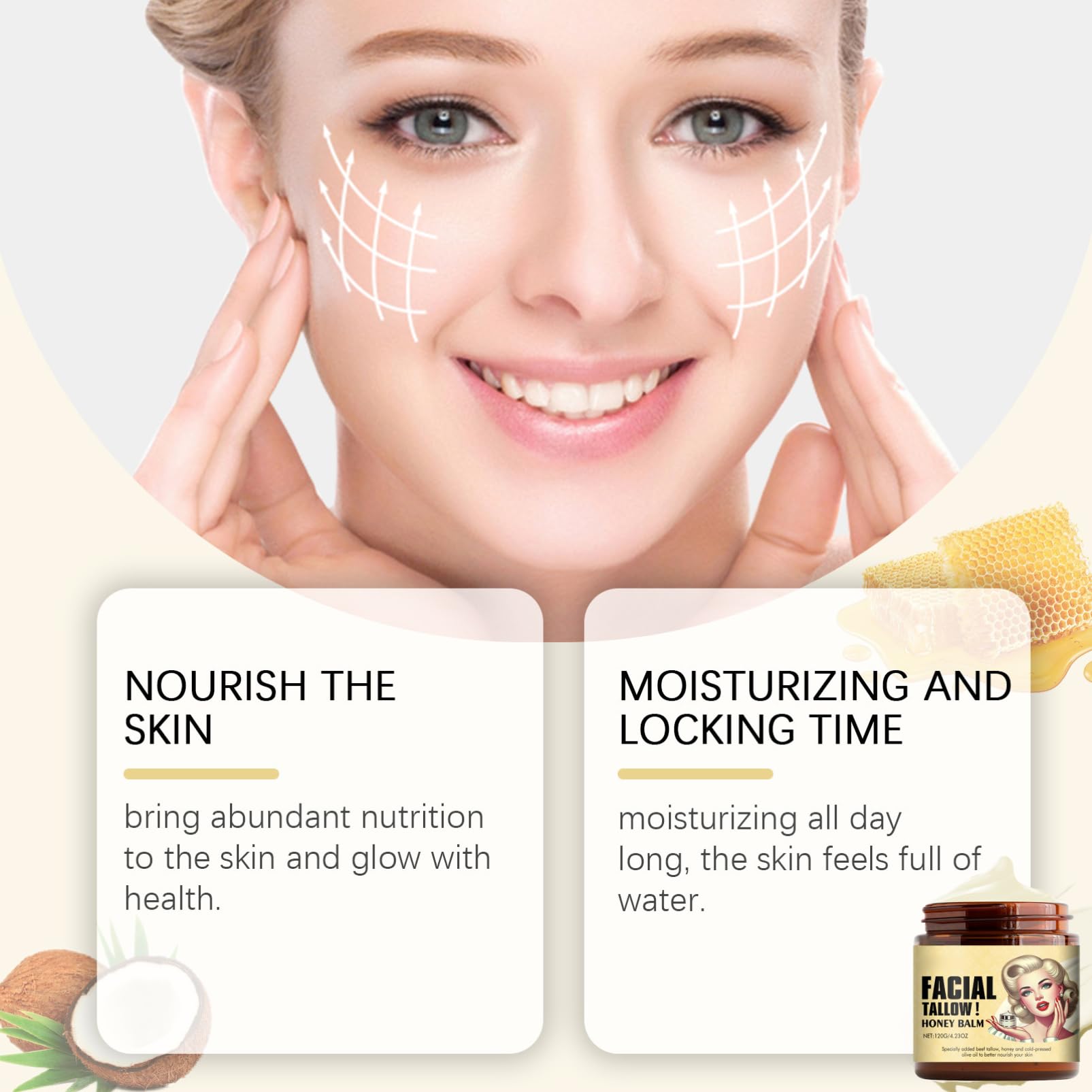 Cebo De Res Para La Cara Original - Crema Cebo De Res Original - Beef Tallow for Skin - Moisturizing Grass Fed Beef Tallow - Facial Moisturizer with Raw Honey - Hydrating Body Butter for Dry Skin