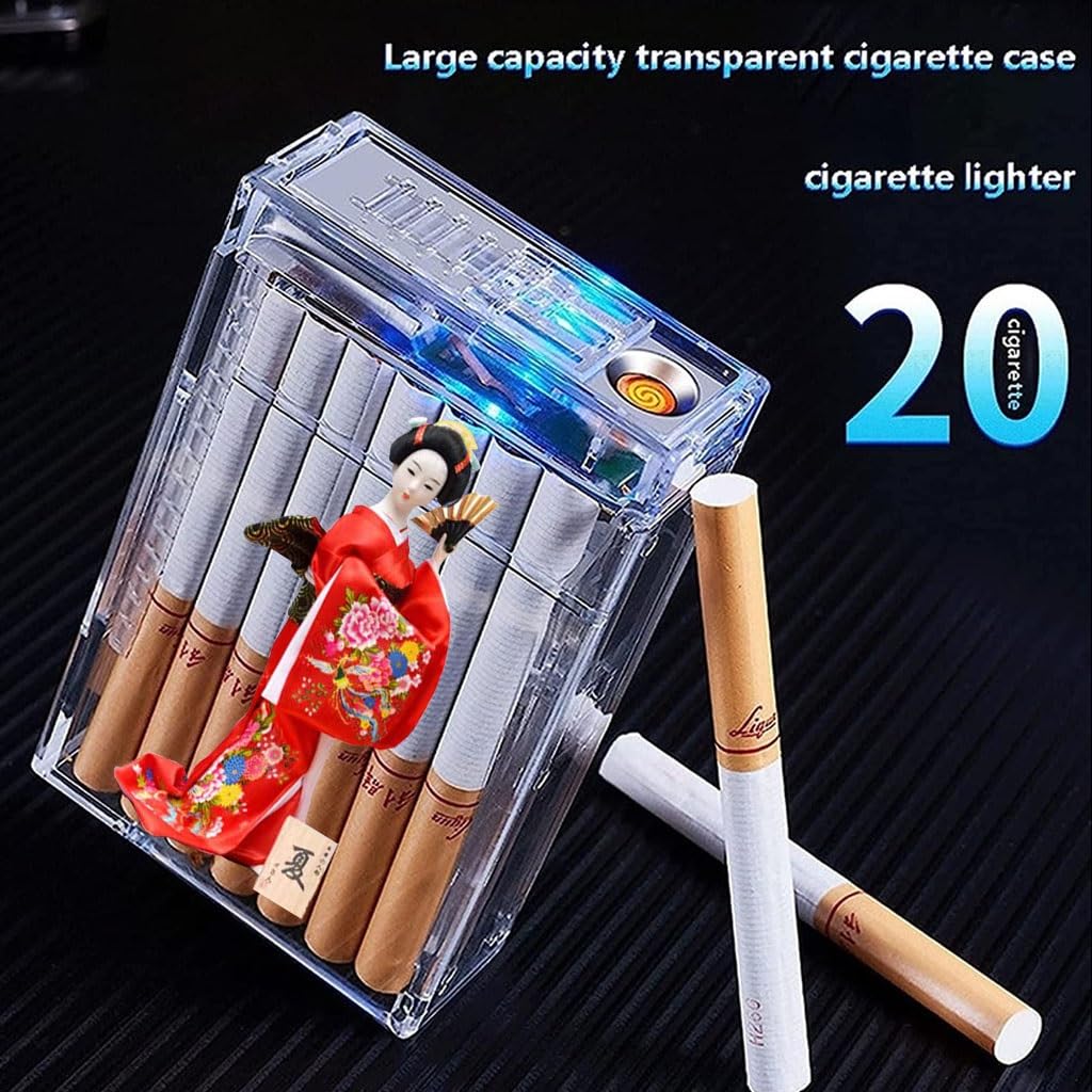 WOMELF Color Printing Lighter, Japanese Style Lighter, Transparent Cigarette  Case Lighter, Rechargeable Windproof Flameless USB 2-in-1 Electric Lighter,  Tungsten Lighter (Color : B) : Amazon.co.uk: Automotive