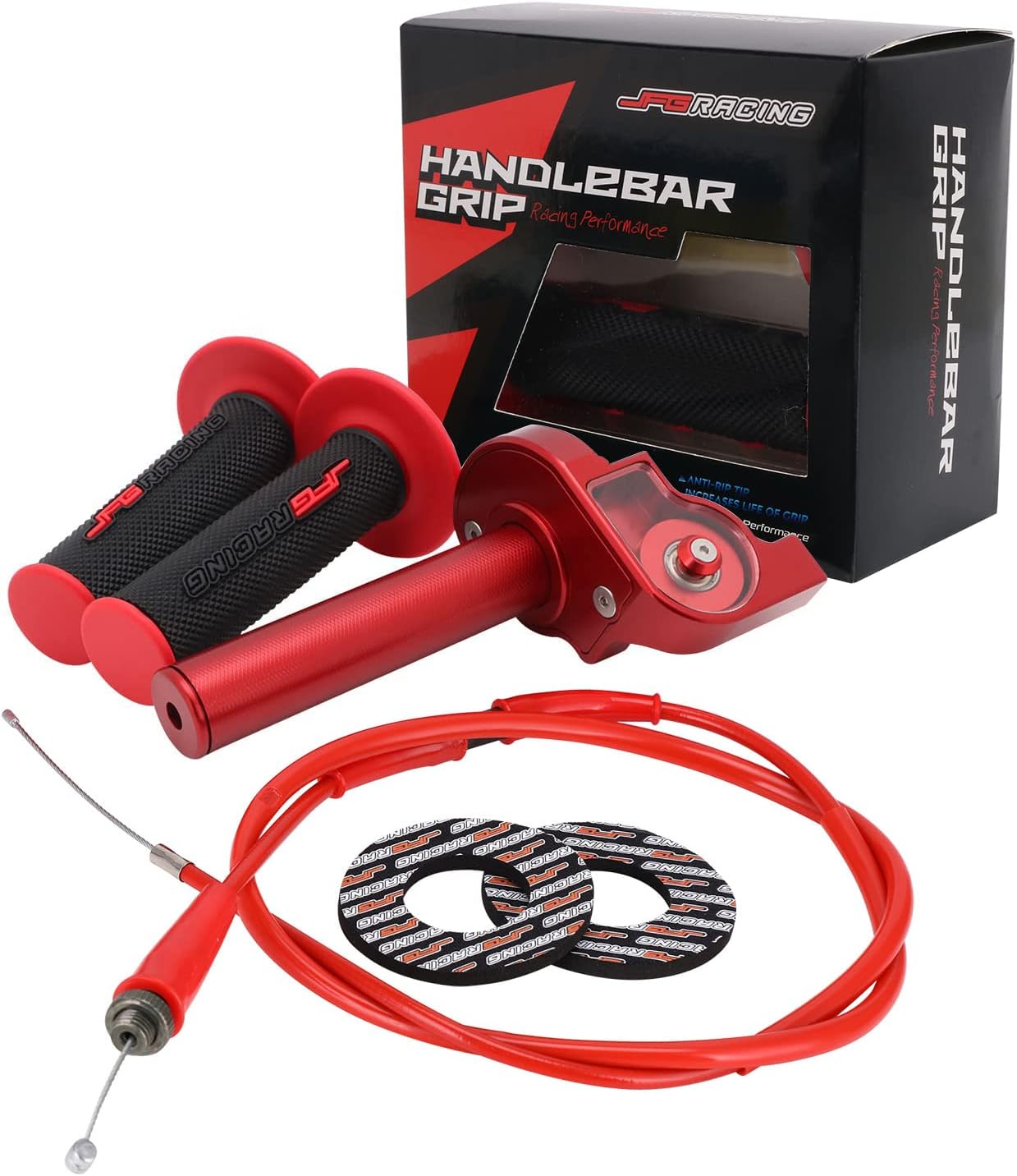 Motorcycle Throttle Assembly,7/8" 22mm Quick Twist Throttle Grips With Throttle Cable Aluminum Alloy Universal For CRF50 KLX SSR TTR 110 125 150 200 250cc Dirt Pit Bike ATV Mini Bike Red