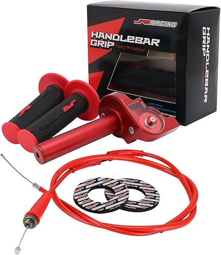 Miniatura 27 de JFG RACING Asamblea del acelerador de motocicleta, empuñaduras de acelerador giratorio de 7/8 pulgadas con eje giratorio cable de acelerador CNC