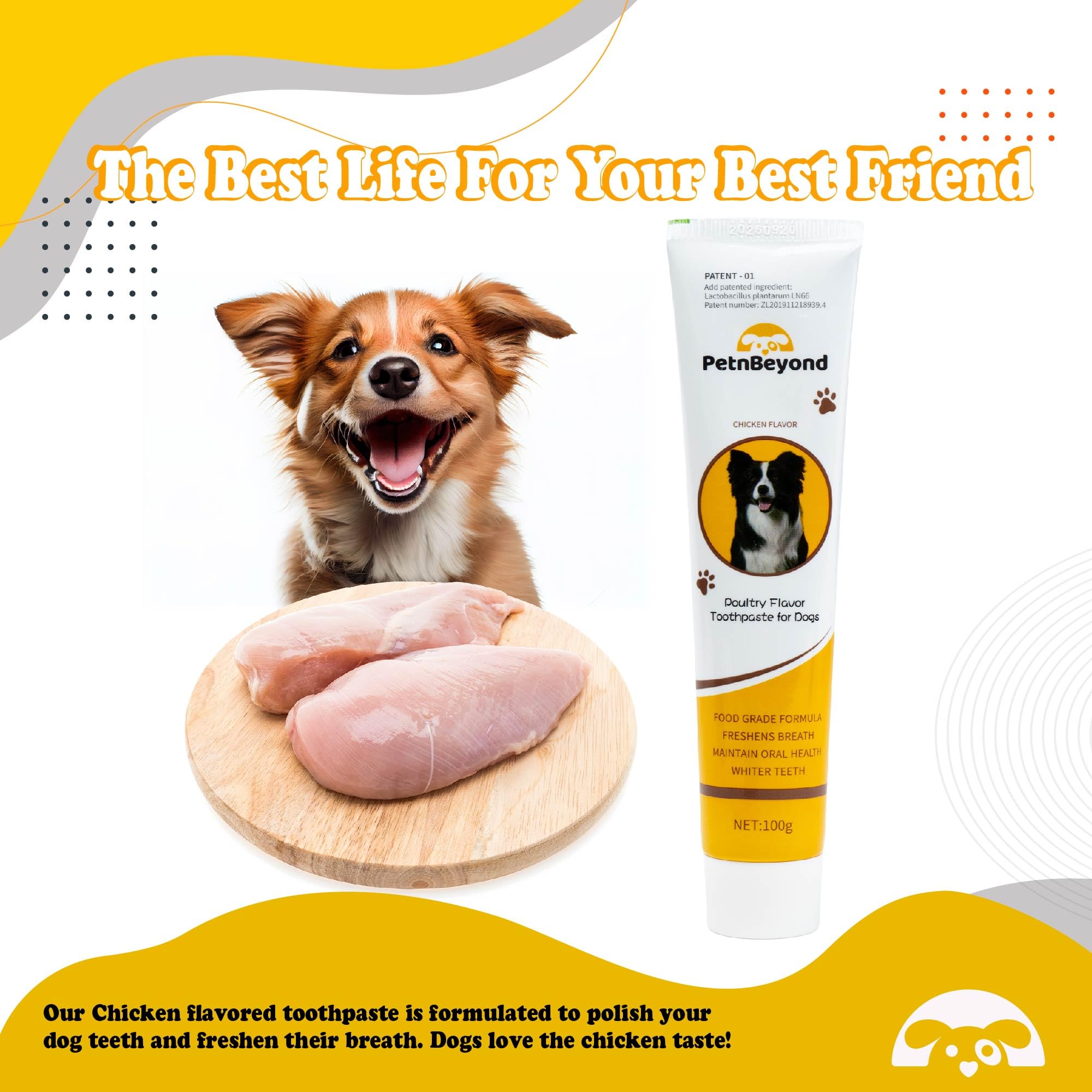PetnBeyond Dog Toothpaste - Poultry Flavor Teeth Brushing Cleaner, Pet Breath Freshener, Oral Care, Professional Pet Toothpaste for Dogs and Cats. Controls Plaque, Tartar, Bad Breath, Reduces Plaque - image 6