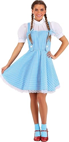 Jerry Leigh Disfraz de Dorothy del mago de Oz para mujer, vestido azul de Kansas Girl para cosplay de película, obras escolares y Halloween