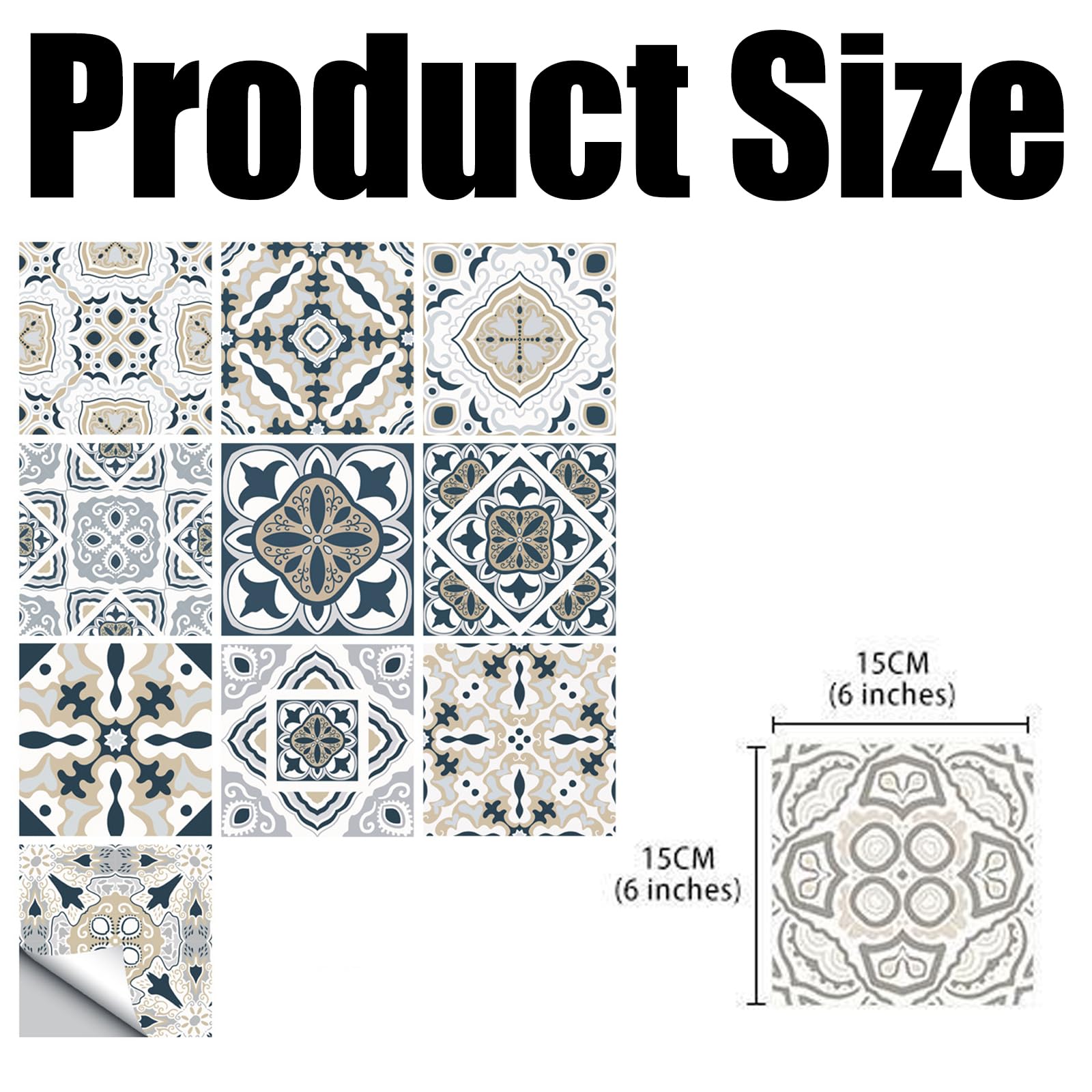 24 adesivi per piastrelle Marocco, 15 x 15 cm, per cucina, bagno