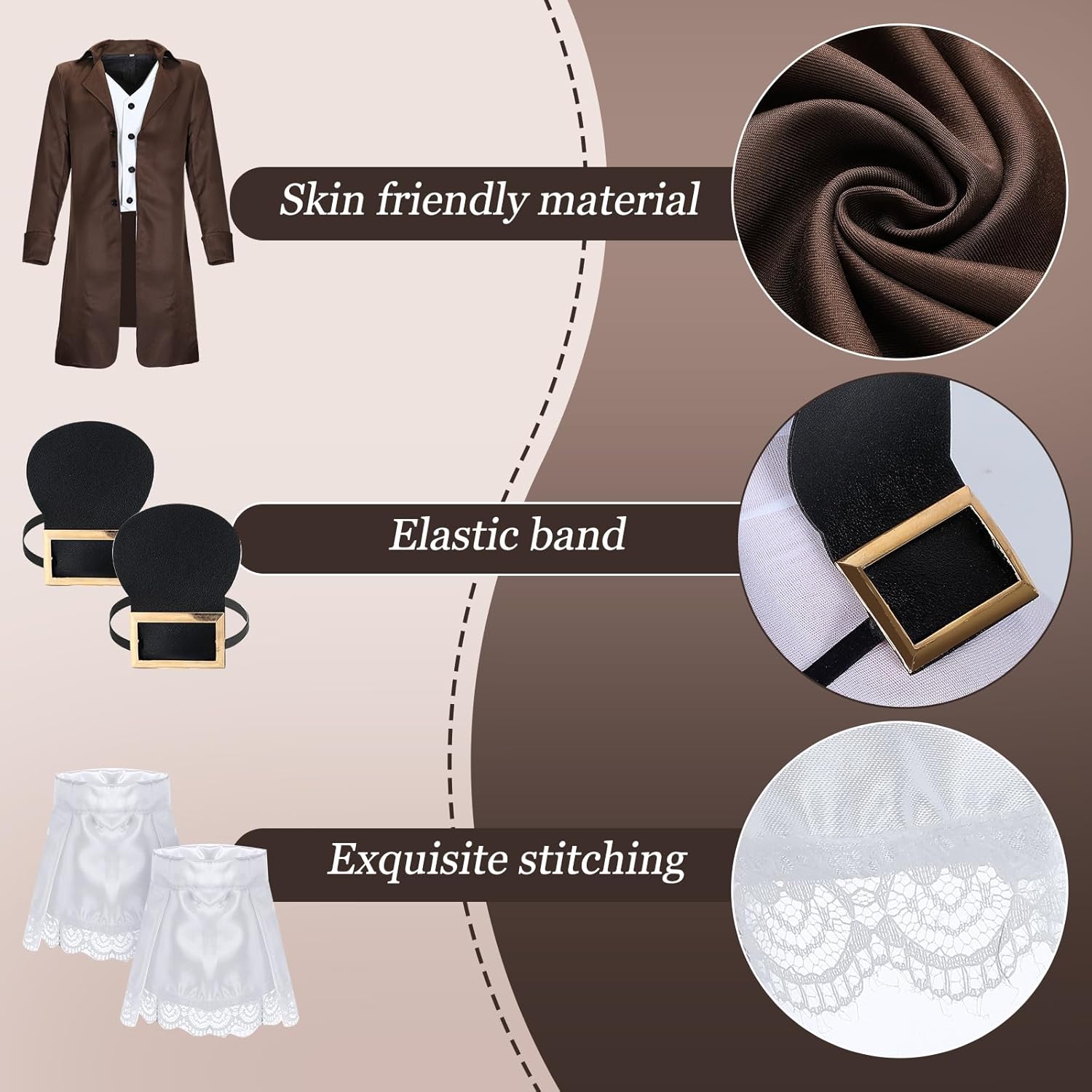 Xtinmee 12 Pcs Colonial Costume Men 18th Century Founding Father Costume Adult 100th Day of School Outfit for Cosplay Party - Image 4