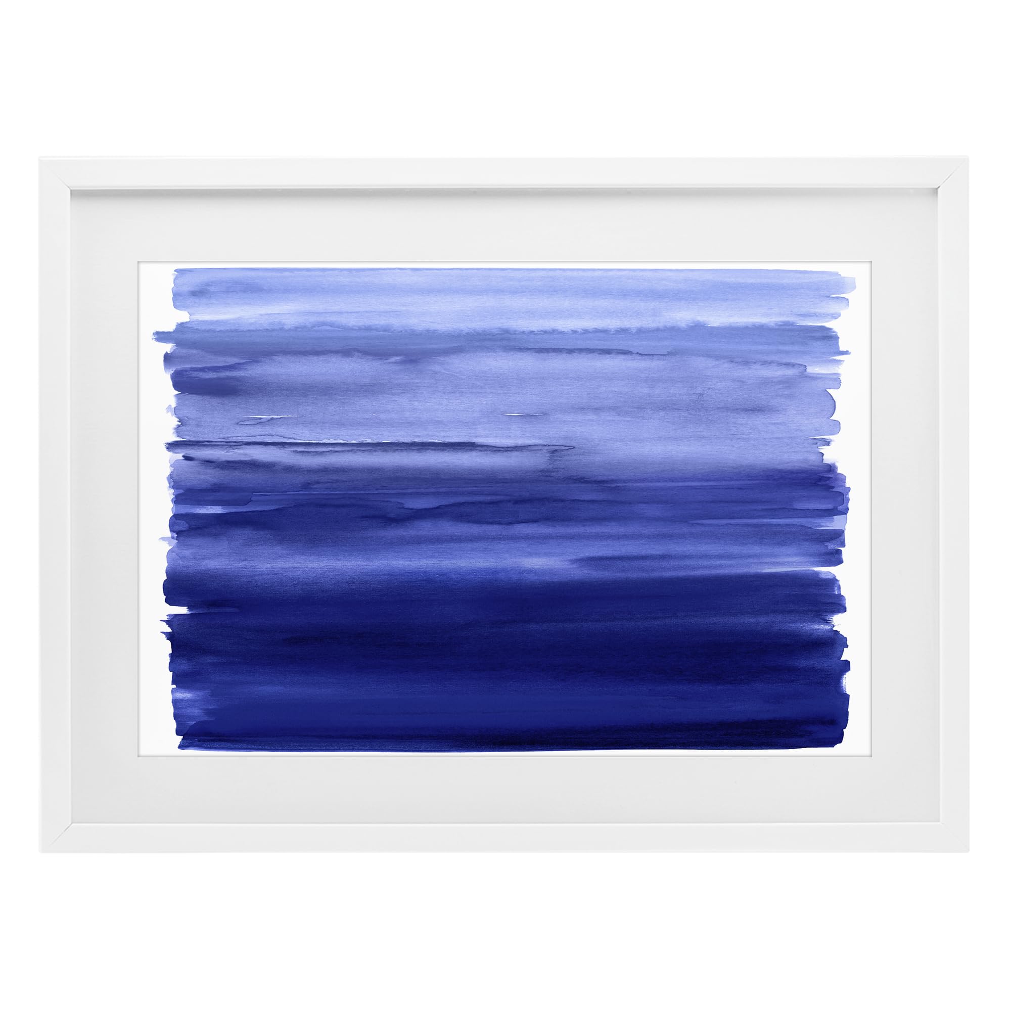 Stupell Industries Oceanic Ombre Blue Abstract Landscape with Azure Gradient Flow, 17 x 23 Inch Framed Matted Print Under Glass, by Allie Corbin, Made in USA Gift