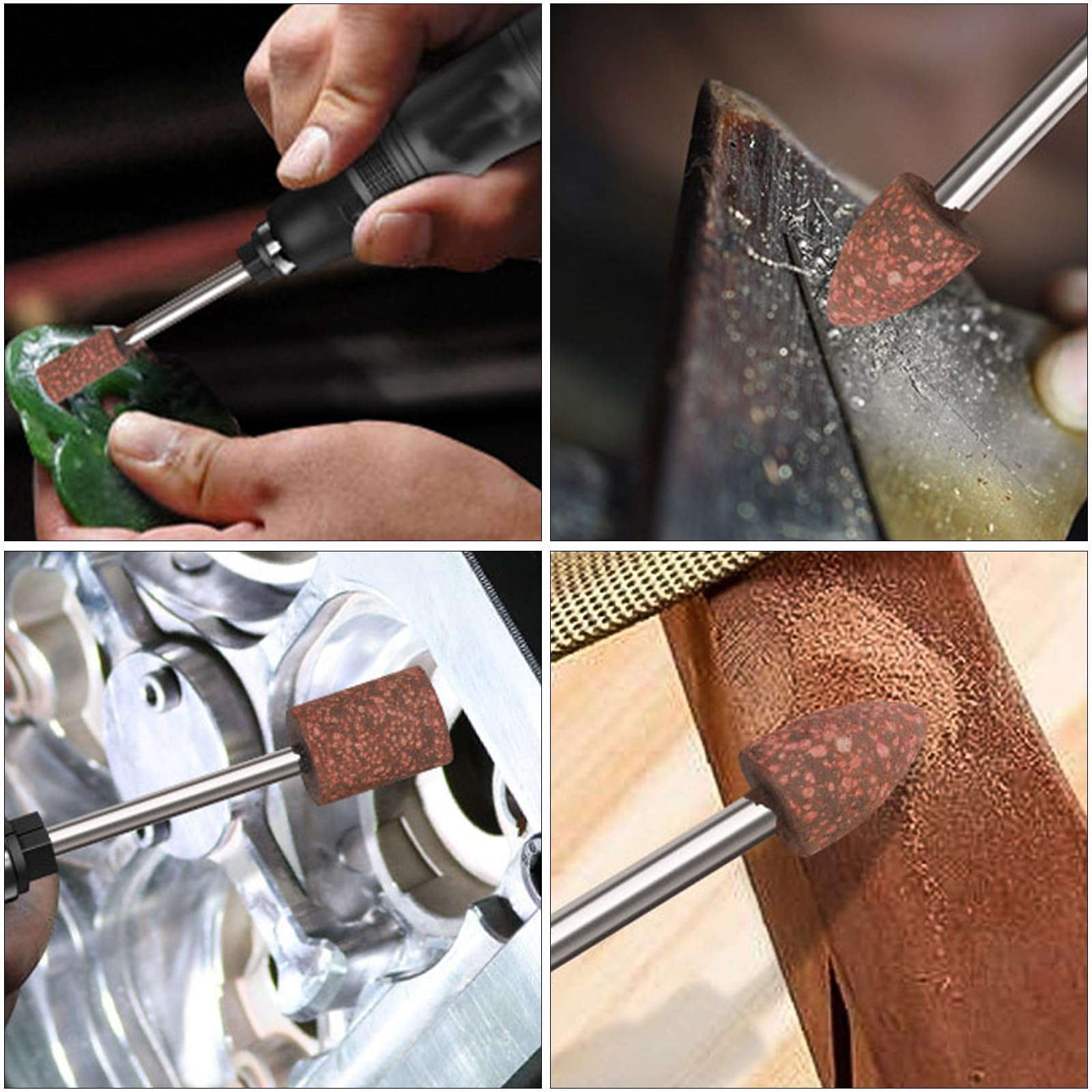 ANBOO 42 pezzi punte abrasive in corindone per levigare pietre, testa di lucidatura, gambo da 1/8" per tamponi di levigatura Dremel e accessori per lucidatura, per trapano affilatrice