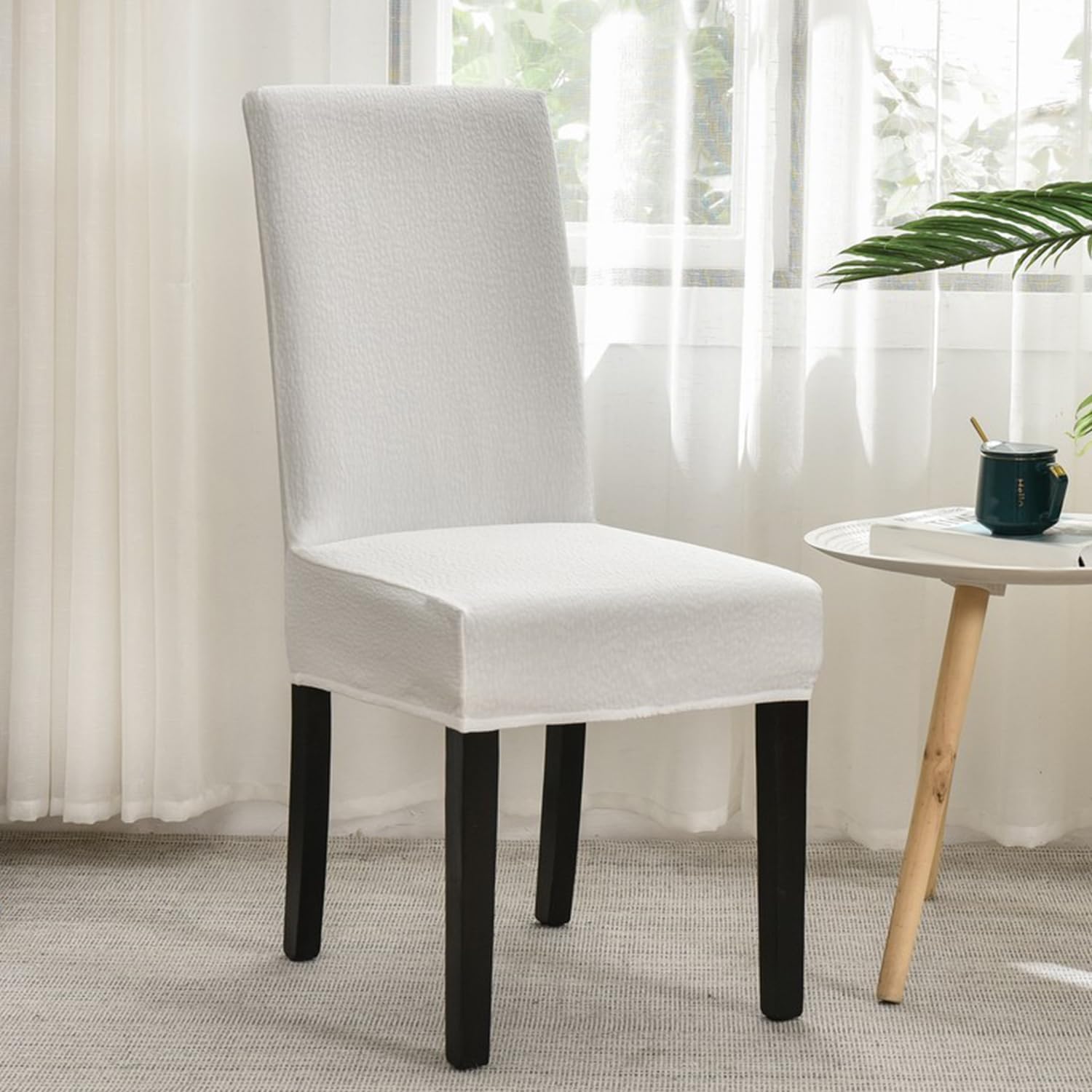 Blueb,4pcs, Dining Chair Cover 2Pcs/4Pcs Chair Slipcover High Back Chairs Cover with Bottom Elastic Band Chair Protector for Wedding Hotel Party Machine Washable Removable