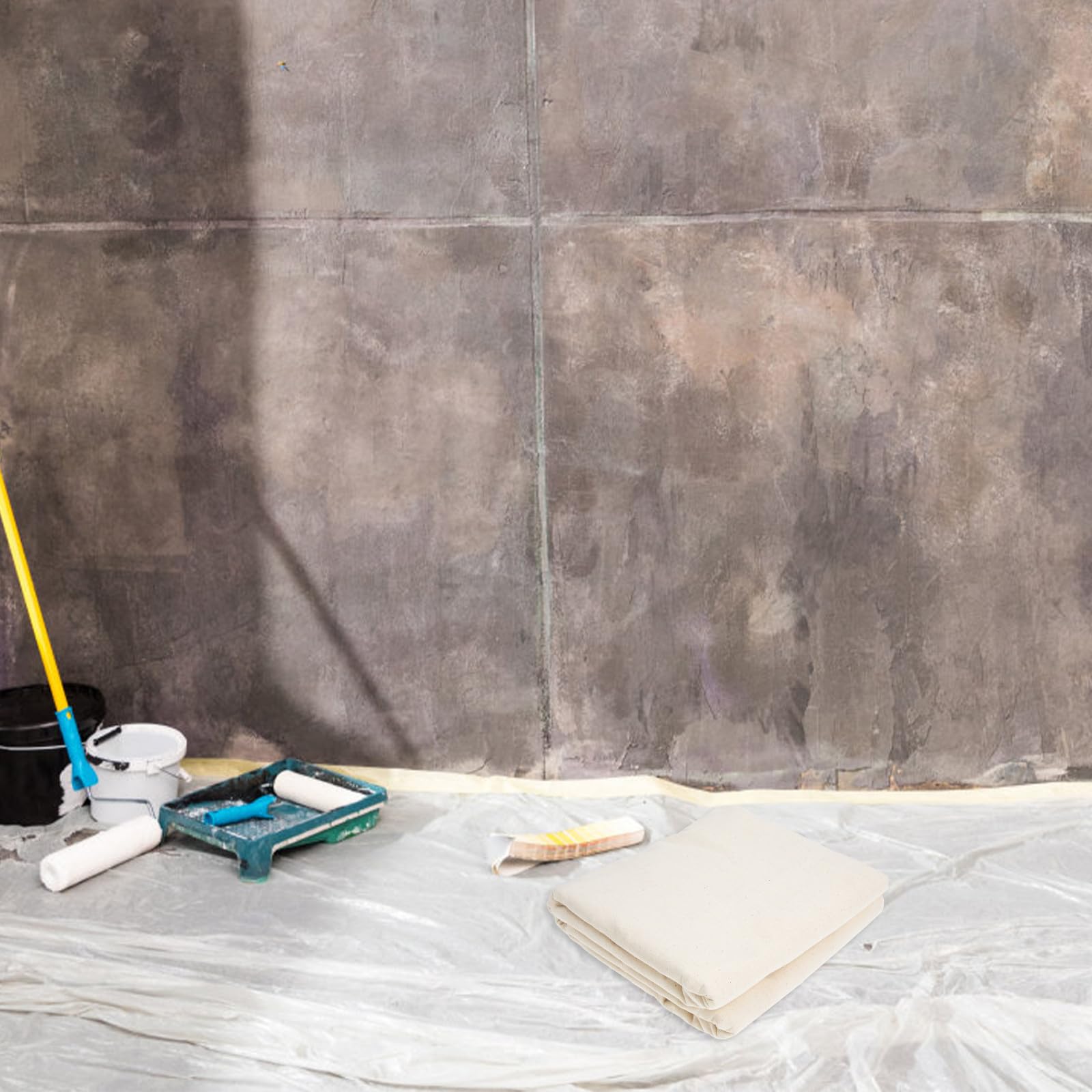 Lona de Pintura de Algodón Beige para Suelo y Muebles | Lavable y Reutilizable, Protección Resistente contra Manchas, Adecuado para Proyectos DIY y Reformas