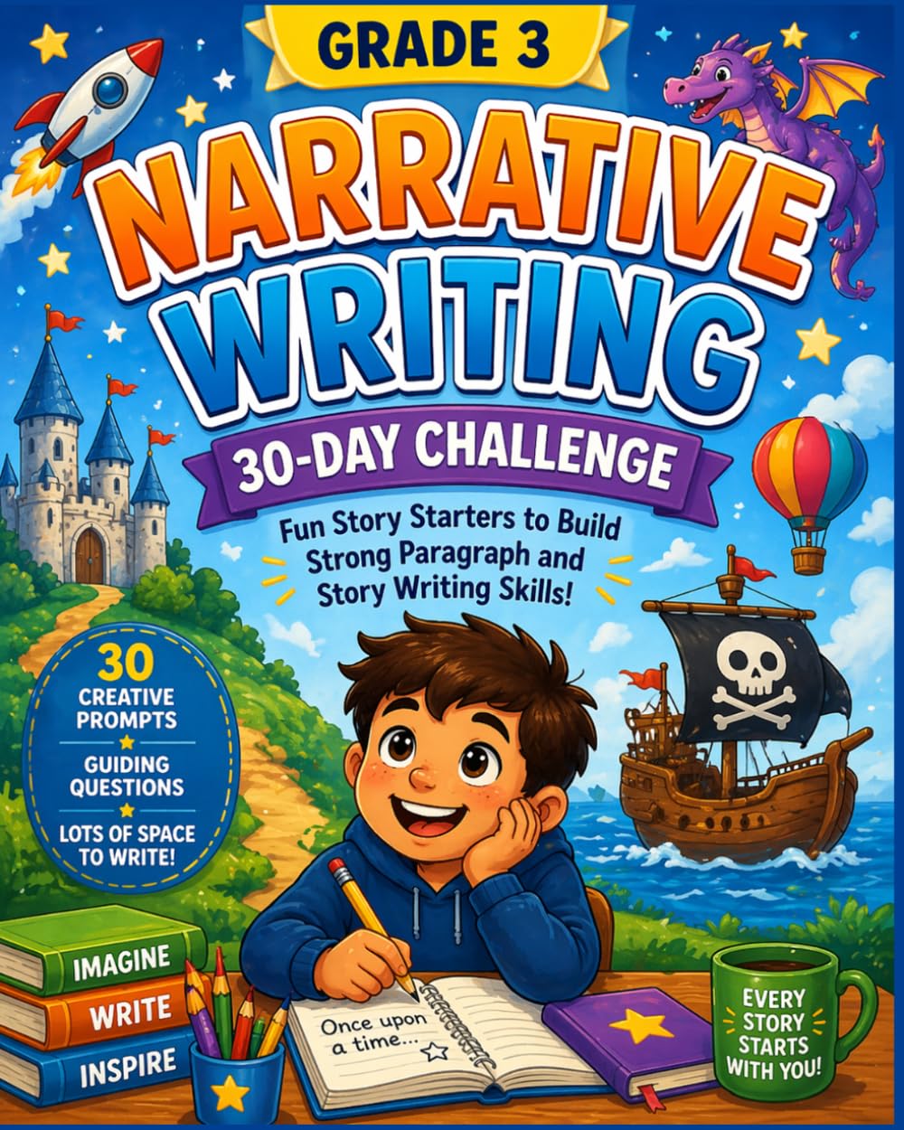 Grade 3 Narrative Writing: 30-Day Challenge: Fun Story Starters to Build Strong Paragraph and Story Writing Skills (The Strong Writers Series)