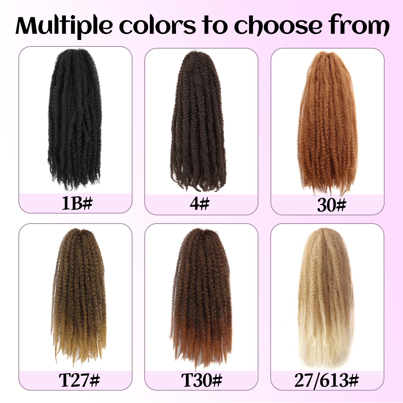 Auxemuen Marley Twist Braiding Hair 6Packs Marley Twist Hairs Long Cuban Hair Marleys Afro Kinky Curly Twists Faux Locs Crochet Synthetic Crochet Braids Hair Extensions (4# - Image 4