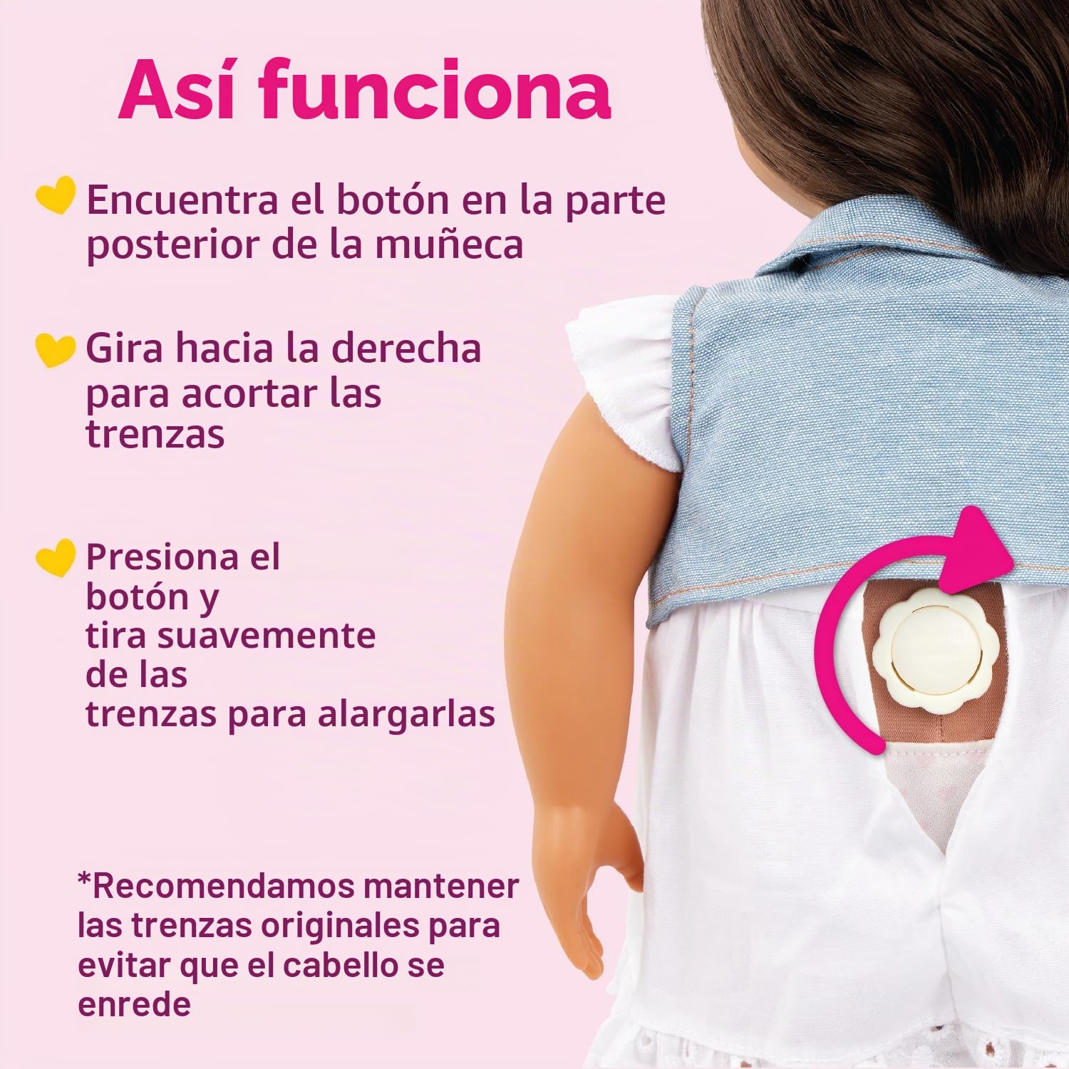 Our Generation - Tina - from Hair to There - Muñeca Cabello Crece de 46cm - Cabello arco iris ultralargo y ojos marrones realistas - Juguete para niños a partir de 3 años