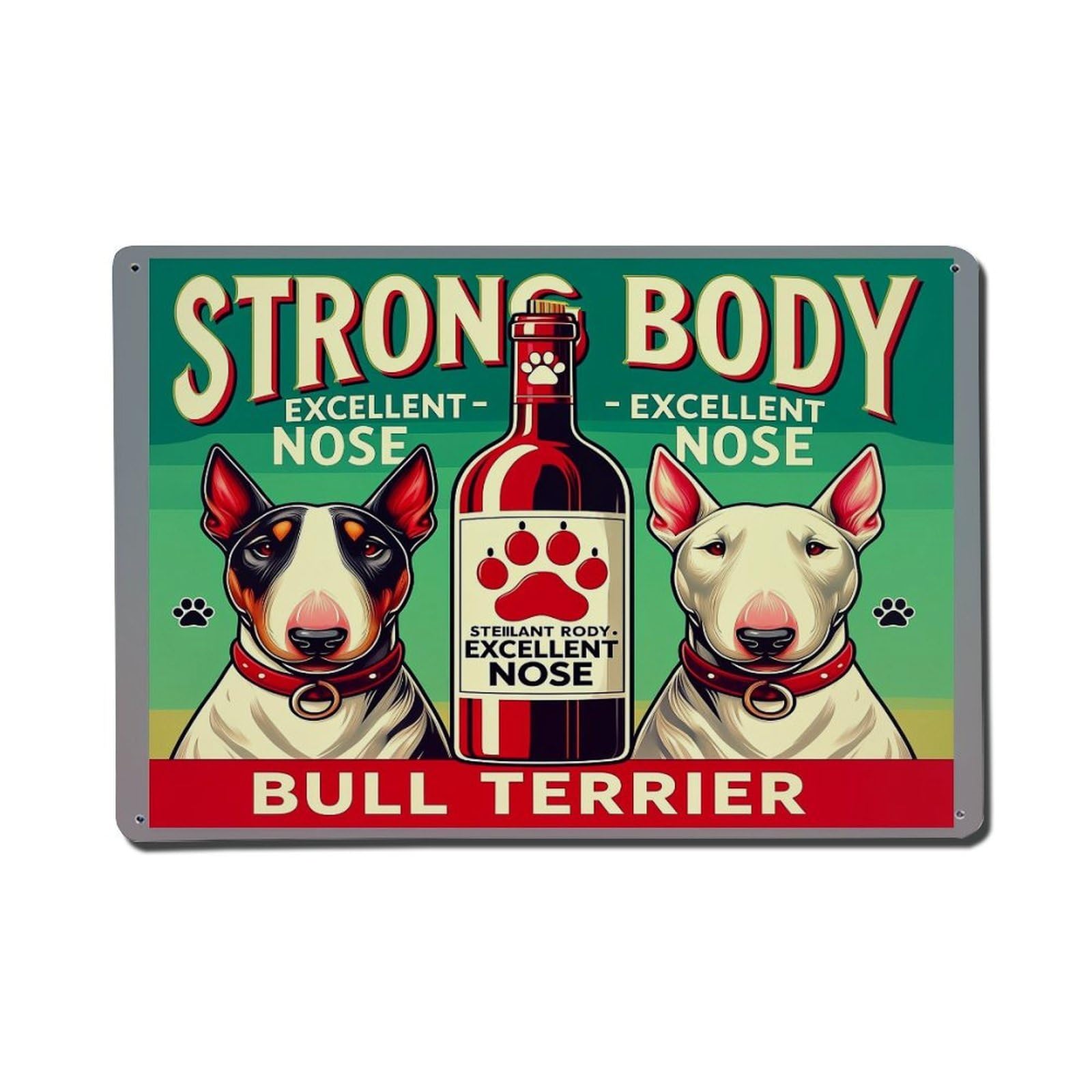 Jdfenggu Vintage Strong Body Bull Terrier Design Retro Metal Tin Sign, Metal Poster For Bar, Home, Man Cave, Kitchen, Laundry Room Art Decor 8X12 Inch