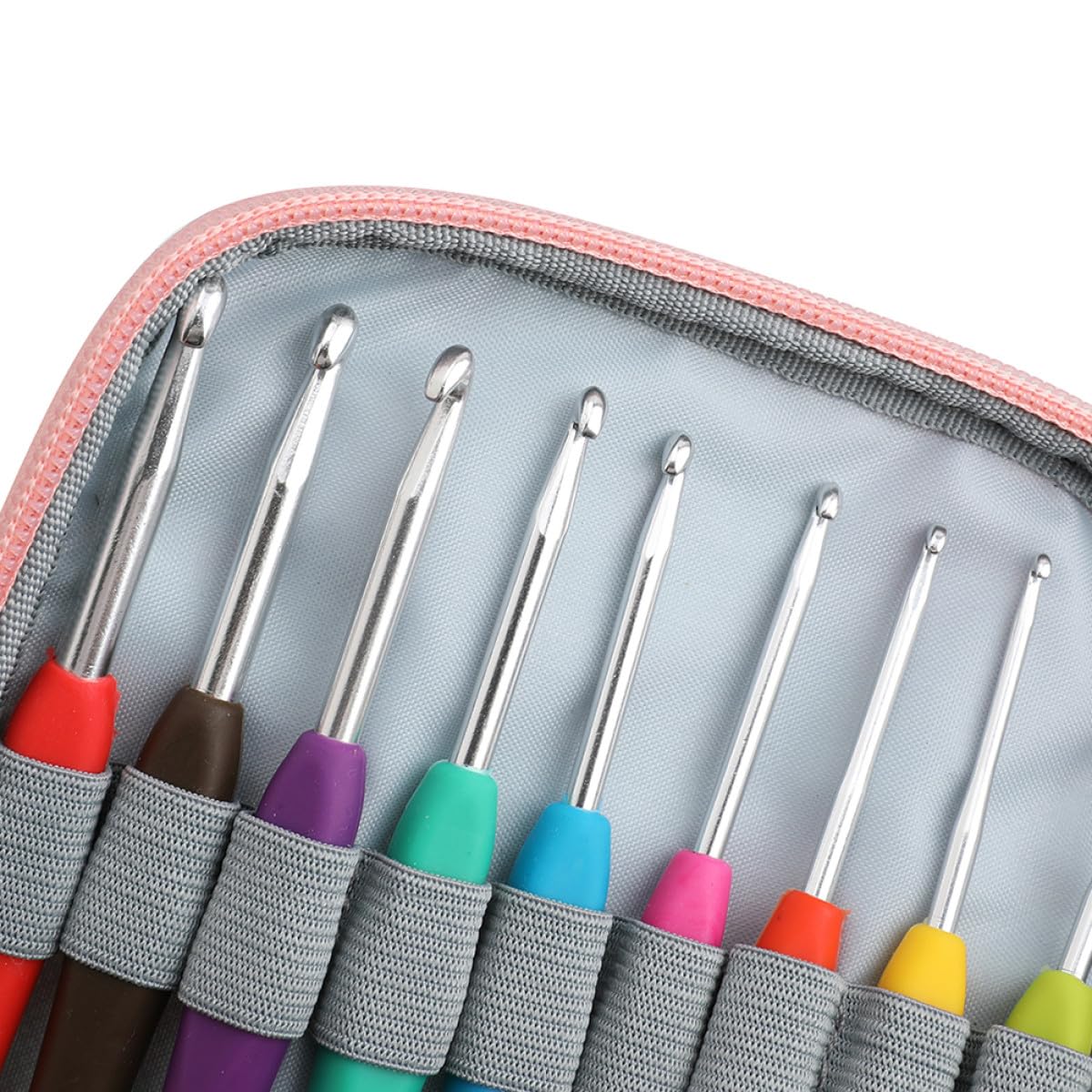 FELTECHELECTR Häkelnadeln Satz mit Tpr Softgriff und Edelstahl Glatte Oberfläche ohne Grate für Selbstgemacht Häkelprojekte Inkl Aufbewahrungstasche für Strickliebhaber und Anfänger