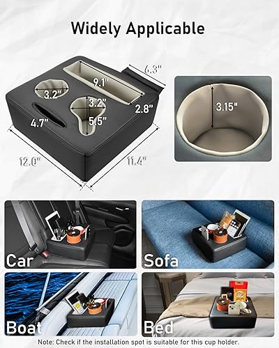 Miniatura 6 de Belinous Portavasos para Asiento Trasero de Coche, Portavasos para Sofá y Sillón, Organizador y Almacenamiento para Asiento Trasero, Portavasos para
