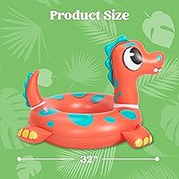 Vista 5 de SLOOSH Paquete de 3 flotadores inflables para piscina, dinosaurio, tortuga marina y delfín, anillos de natación para niños pequeños, piscina playa