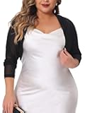 Agnes Orinda Plus Size Mesh Crop Cardigans for Women Long Sleeve Open Front See Through Sheer Bolero Shrug Top