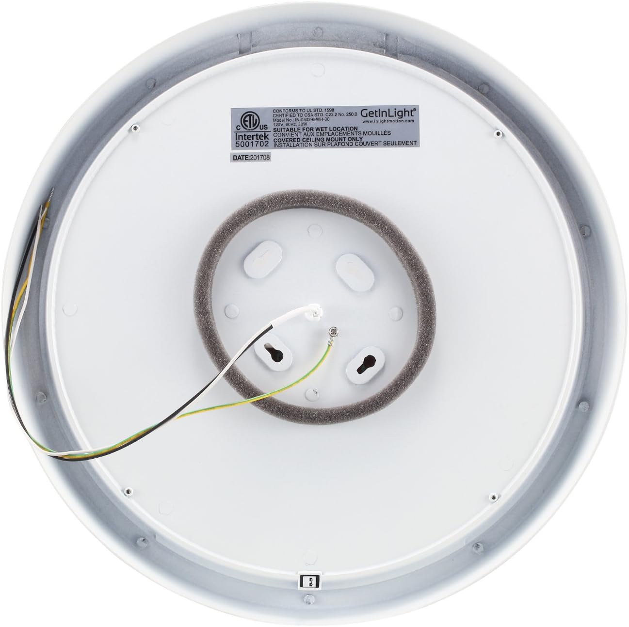 GetInLight 15 Inch Flush Mount LED Ceiling Light with ETL Listed, Soft White 3000K, Matte White Finish, IN-0302-6-WH