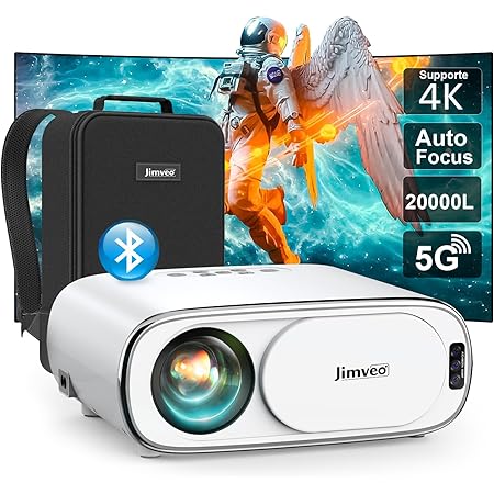 【Auto Focus&Keystone】 Videoprojecteur WiFi Bluetooth,20000L 700ANSI Retroprojecteur 4K Supporte,Jimveo 1080P Full HD Projecteur Portable,Auto 4P/6D Correction,50%Zoom Home Cinéma pour iOS,Android,Win