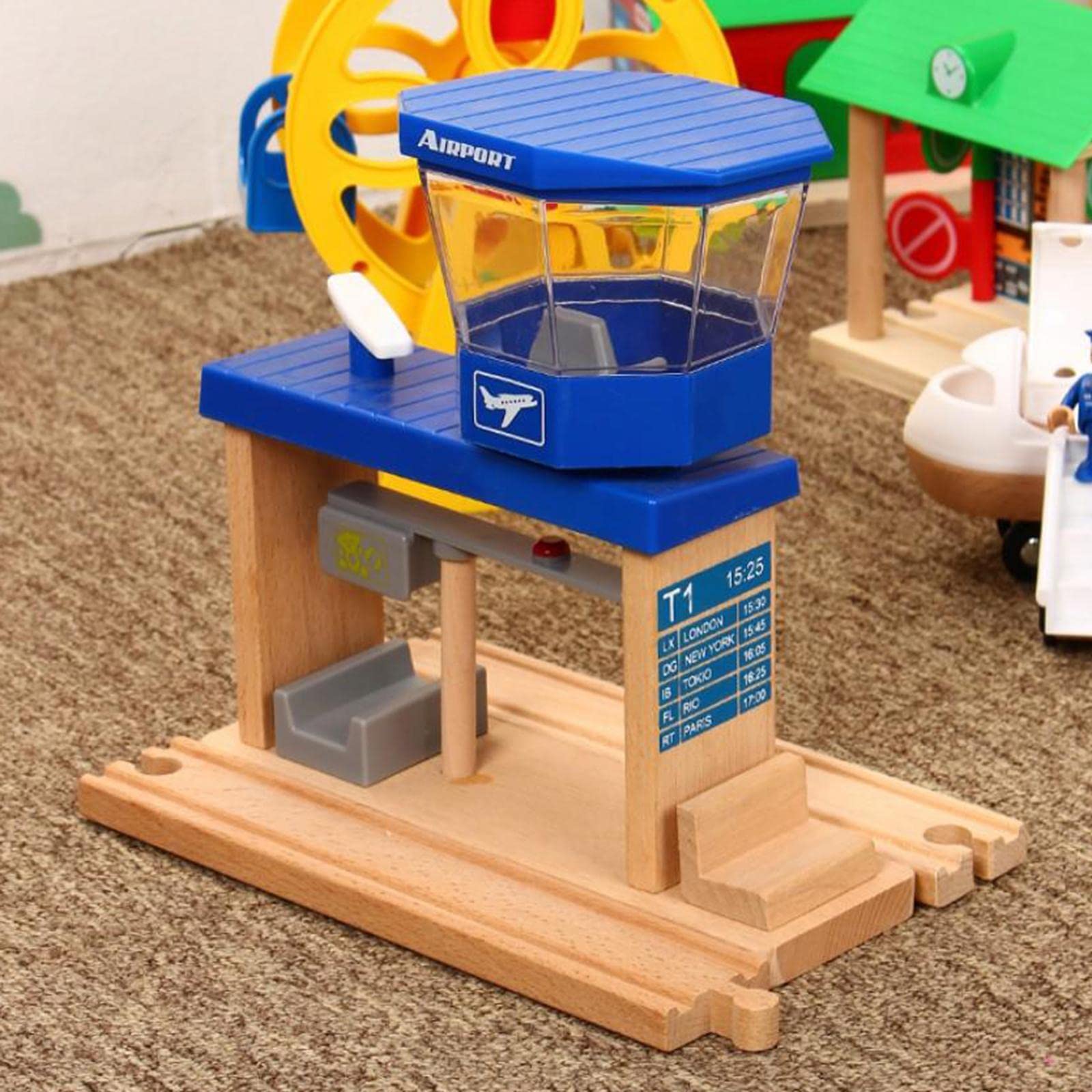 Tren en Miniatura, Terminal de Aeropuerto, Taquilla, Fabricado en Madera No, Apto para Niños a Partir de 3 años, Decoración de Interiores, Terminal de Aeropuerto
