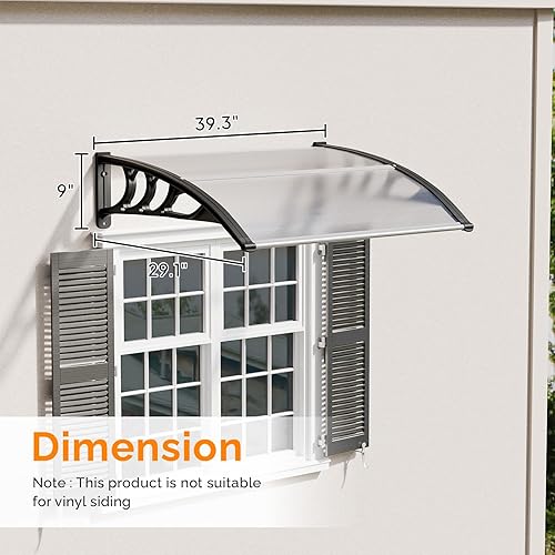 Miniatura 3 de VINGLI - Toldo para ventana, cubierta de policarbonato moderna para puerta delantera al aire libre, patio, 100% protección UV, lluvia, nieve, sol