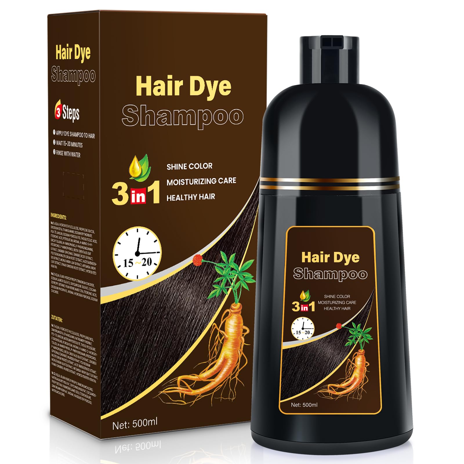 Amazon.com : BOJICA Hair Dye Shampoo for Gray Hair Coverage, 3-in
