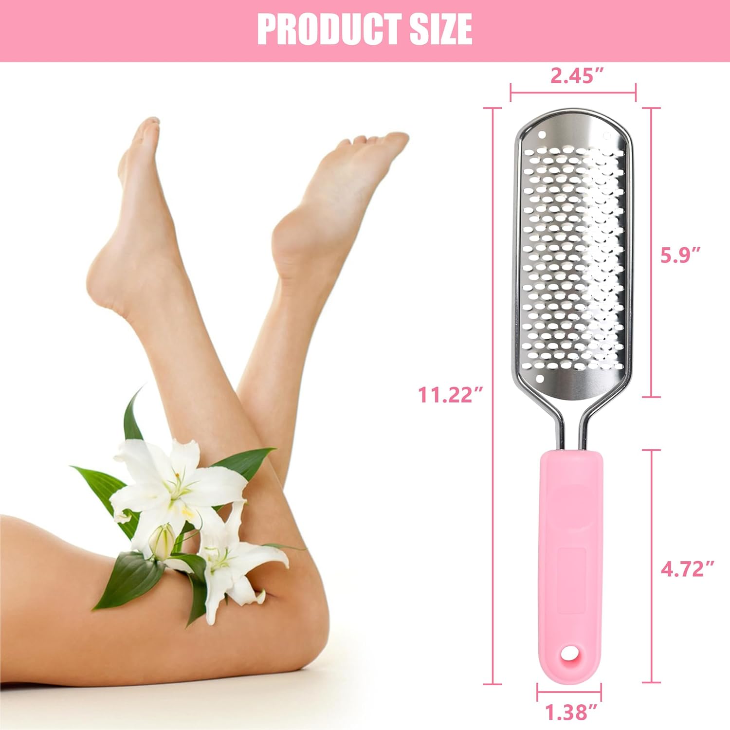 OWIIZI Back Scrubber Brush for Shower & Foot Scraper Callus Remover Set, Body Bath Brushes Long Handle Skin Exfoliator for Men Women Wet Dry Use, Foot Grater for Dead Skin Foot Scraper Pedicure Tools