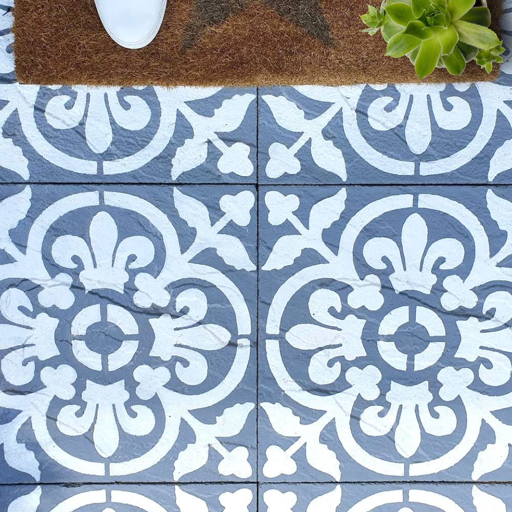 2X Dizzy Duck Valencia Large Patio Stencil for Garden Paving Slabs Flags Concrete Path + Stencil Brush (45 cm) 17.5"