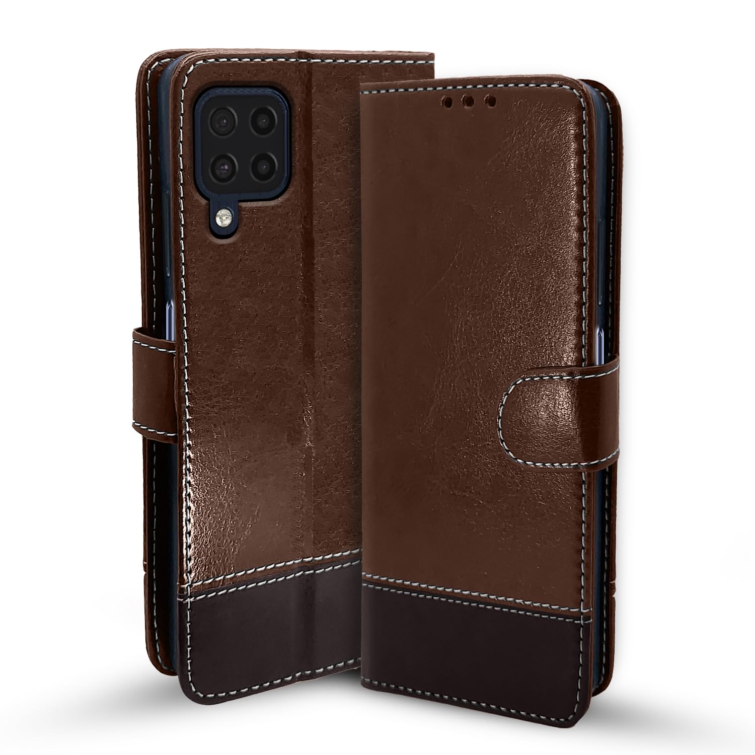Pikkme Samsung Galaxy M32 4G / M32 Prime / F22 4G Flip Cover | Dual-Tone PU Leather Finish | Wallet Style & Stand | Magnetic Flip Case for Samsung Galaxy M32 4G / M32 Prime / F22 4G (Brown & Coffee) (B0B9NHT156) Amazon Price History, Amazon Price Tracker