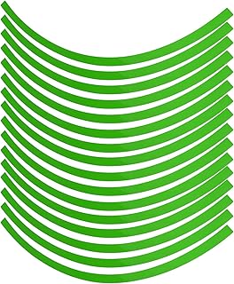 Glomora Pegatinas Reflectantes para Ruedas: Universal, para Coche, Motocicleta, Rueda, Reflectante, A Rayas, Cinta Adhesiva, Película Decorativa En 6 Colores(Verde Claro)