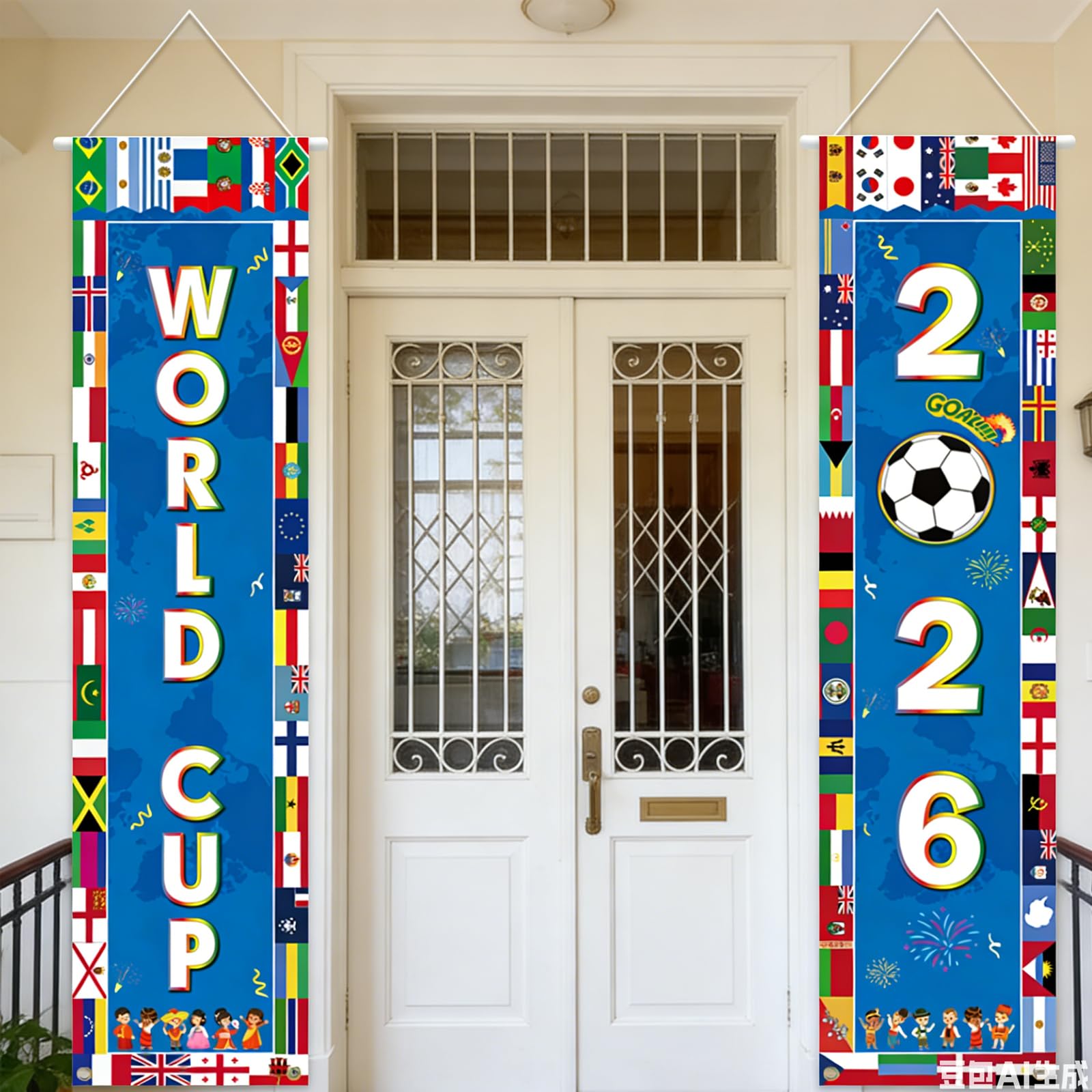 World Cup Football 2026 Decorations Door Banner World Cup Theme for Sports Events Home Wall Porch Front Door Backdrop Easy to Hang and Reusable for Football Fans, Parties and Celebrations 120x30cm — view 4