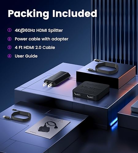 Miniatura 9 de avedio links Divisor HDMI 4K60Hz, Divisor HDMI 1 entrada y 2 salidas - No extiende la pantalla (Solo duplica las pantallas), Soporta 3D Dol-by