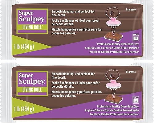 M02384x2 MOREZMORE Super Sculpey Living Doll Brown Espresso Horno Horno Hornear Arcilla Polimérica