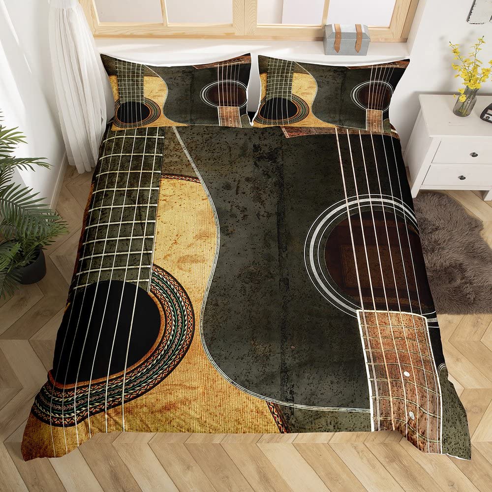 Guitare housse de couette musique rock pour chambre d'enfant
