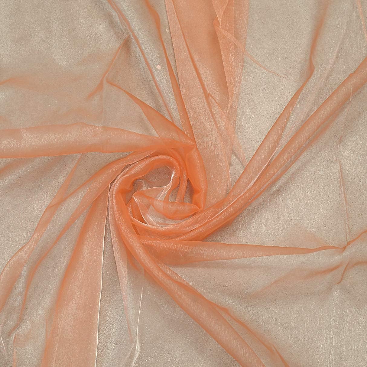 mds Pack of 35 Yards Long Bridal Solid Sheer Organza Fabric Bolt for Wedding Dress, Fashion, Crafts, Decorations, backdrop, Christmas Craft Supplies, Silky Shiny Organza Fabrics 44” Wide- Peach