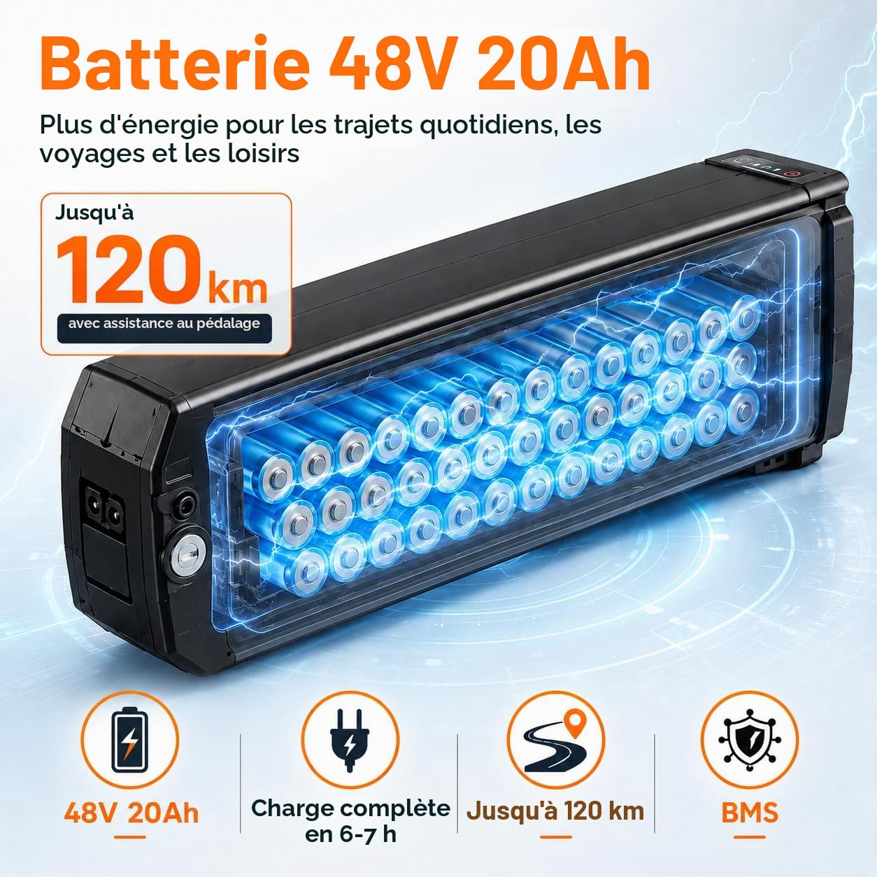 CF1000 Vélo Électrique Pliant Fat Bike 20 Pouces, Batterie 48V 20Ah, Autonomie 120 km, Couple 60 Nm, 7 Vitesses, Double Suspension, Freins Hydrauliques (Blanc et Rouge)