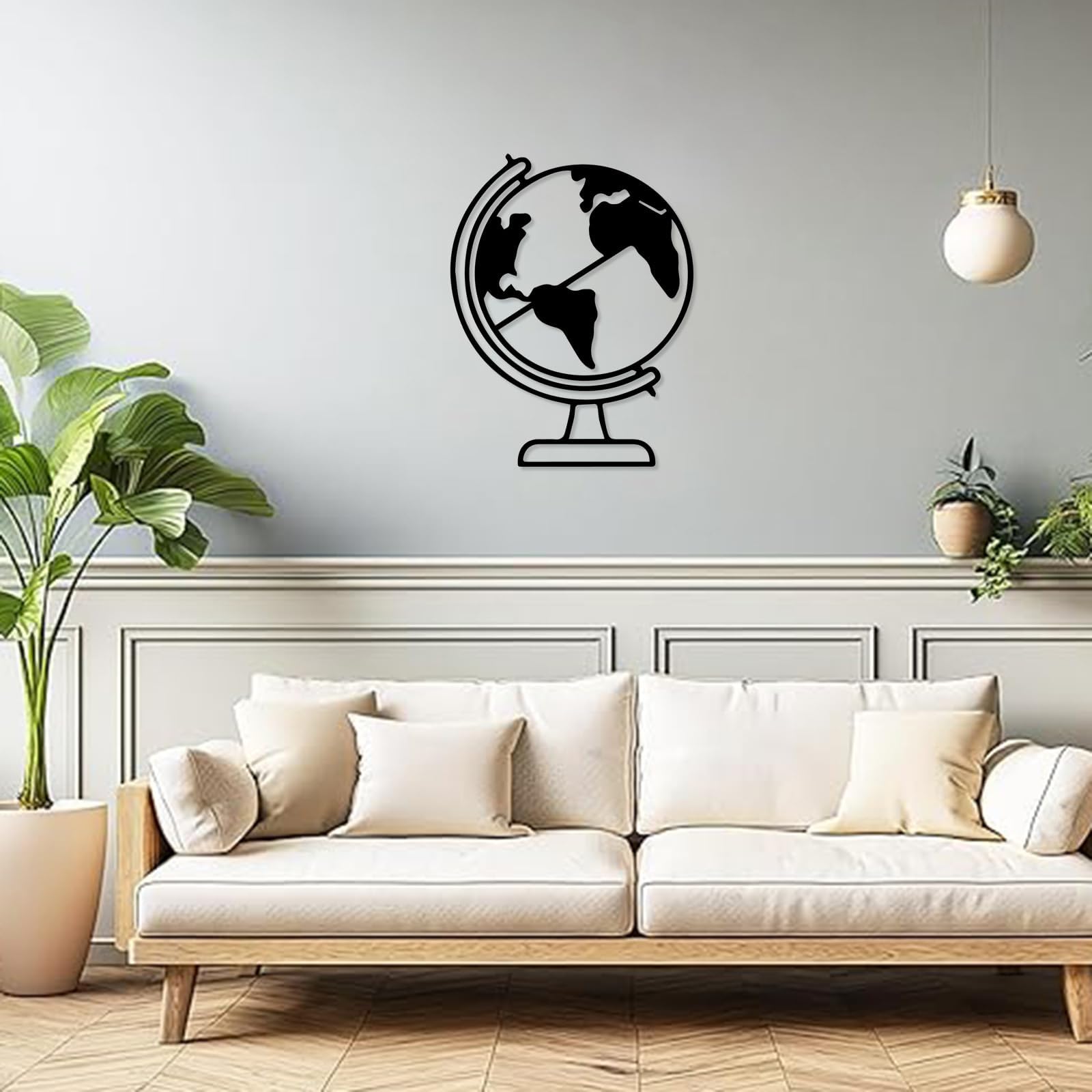 Metalowa sztuka ścienna, geometryczna dekoracja ścienna do zawieszenia na ścianie wewnętrznej (61 cm) | World Globe Metal Wall Art Metalowe Znaki Metalowe Dekoracje Zewnętrzne Dekoracje Wallart Decor